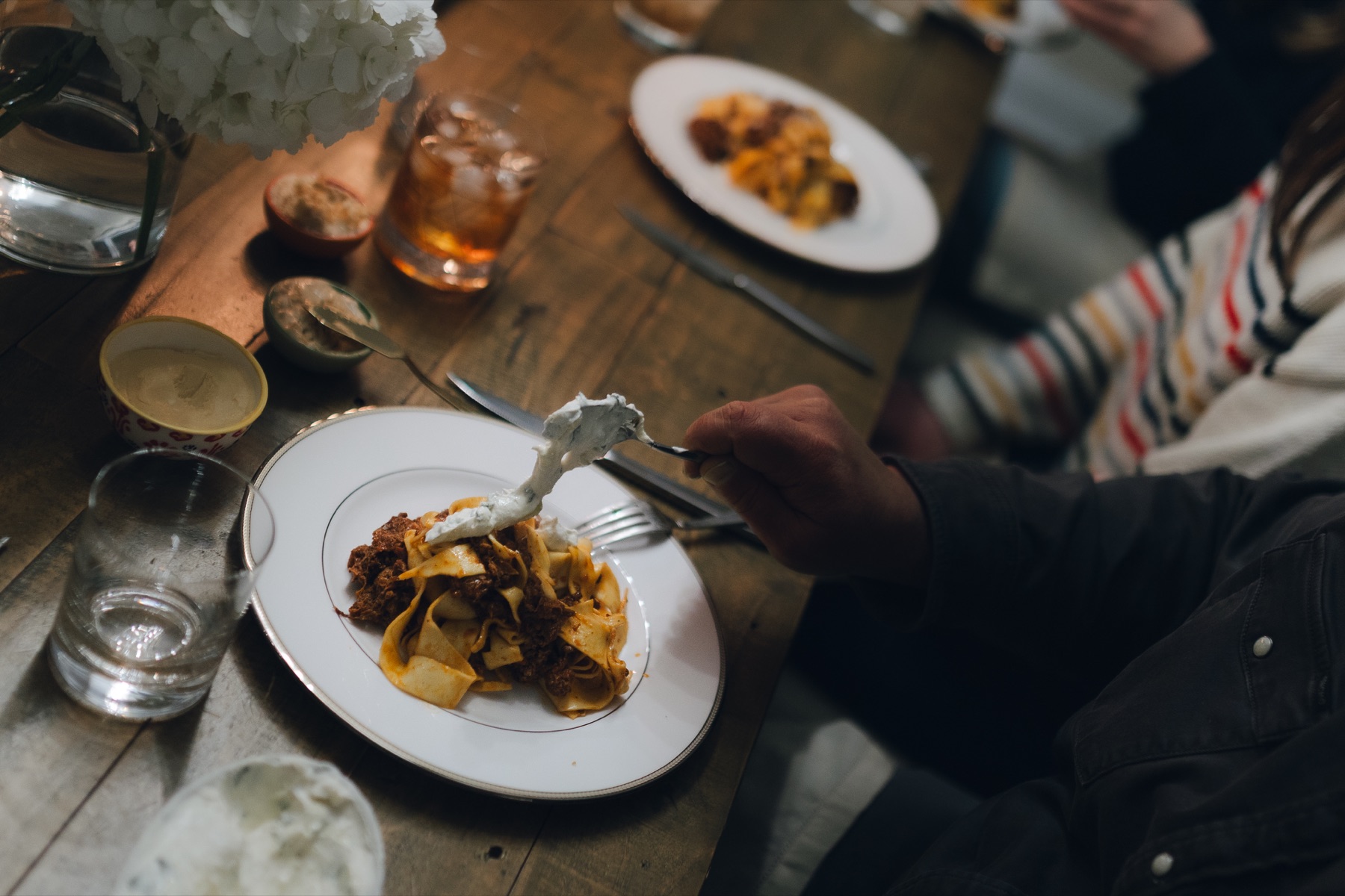 Guest enjoying fresh pasta